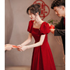 敬酒服2023新娘酒(新娘酒，)红色平时可穿宴会，连衣裙订婚礼服新婚红裙子