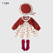 周岁女宝宝公主裙春秋装纯棉连衣裙婴儿百日宴红色礼服洋气拜年服
