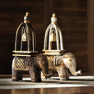 泰国特色木雕工艺品泰式风情实木大象摆件玄关，电视柜装饰品摆设