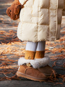 两穿亲子款|冬季儿h童，雪地靴真羊，皮毛一体宝宝靴子女童成人中筒