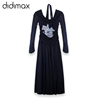 didimax春季两件套套装女挂脖A字连身裙+圆领长袖T恤C81472