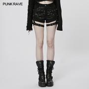 *小破亚文化punkravepr朋克状态原创设计女装，摇滚破洞网紧身短裤