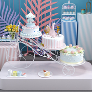 欧式铁艺三层蛋糕，架创意自行车蛋糕车，生日蛋糕支架糕点展示架