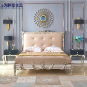 新古典实木雕花公主床法式科技布宫廷轻奢床欧式1.8米双人婚床