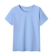 白色t恤女士纯棉，短袖加大码夏季宽松短款上衣蓝色打底衫