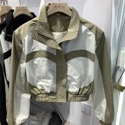 立领拼色短外套女2023春秋时尚韩版小众设计感撞色夹克上衣潮