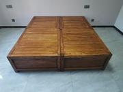 老榆木床纯实木榻榻米床落地式全实木双人床箱体床榫卯中式储物床