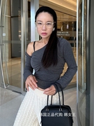 masion-de-nolita韩国2023秋装 时髦吊带背心假两件长袖T恤女