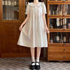 甜美白色娃娃领连衣裙学院风法式小白裙初恋感小个子裙子