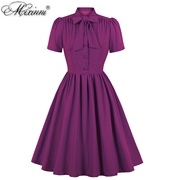 欧美法式优雅淑女港风复古派对紫色少女感温柔气质表演大摆连衣裙