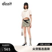 dzzit地素牛仔短裙裤春秋，工装风迷彩工装口袋女