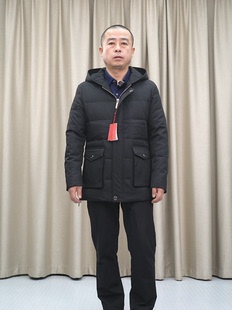 加厚面料羽绒服外套男 中长款连帽 普洛克白鸭绒 酒红色防寒服170