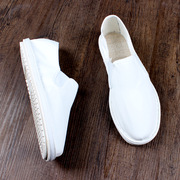 小白鞋男女夏季透气白色老北京布鞋，男款百搭平底轻便手工西山工作