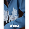 Wuu2 复古蕾丝花边拼接牛仔蓝色衬衫小众短款高腰叠穿内搭上衣女