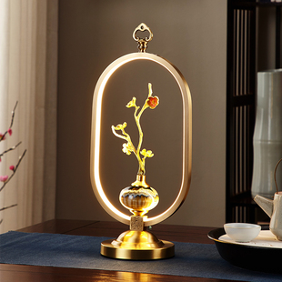 腊梅创意全铜新中式台灯禅意中国风卧室床头灯古典客厅灯书房灯具