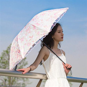 爱心爱!你的心!双层伞防紫外线女蕾丝植绒印花晴雨两用太阳伞