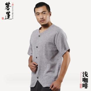 23亚麻衬衫男短袖休闲民族风中国风男装夏季棉麻男士禅服