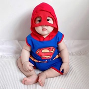 婴幼儿背心套装纯棉卡通，漫威超人美国队长男，宝宝夏季衣服两件套萌