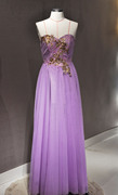 处理礼服紫色单肩 抹胸款 精致做工显瘦 夏季长裙 