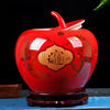 景德镇陶瓷器中国红苹果储物罐花瓶，中式客厅装饰品摆件结婚礼物