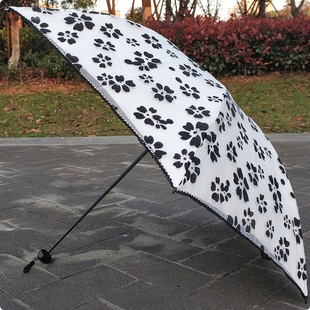女黑胶双层蕾丝超轻碳纤维三折防紫外线遮阳防晒太阳伞晴雨伞复古