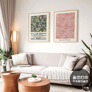 威廉莫里斯复古海报植物花卉咖啡店装饰画芯客厅卧室餐厅挂画心