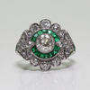 欧美宫廷复古经典饰品祖母，绿宝石镶钻女款戒指首饰