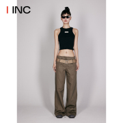 YUICHI YANG设计师品牌IINC 24SS早春低腰军绿色工装直筒裤女