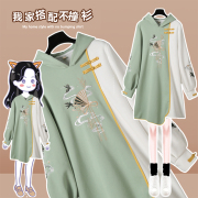 原创设计炸街国潮加绒加厚带帽卫衣女大码汉服改良唐装上衣秋冬季