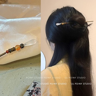 原创复古新中式金属发簪女小众设计古风盘头发钗子挽发簪子发饰