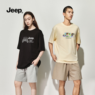 jeep吉普短袖t恤男士，夏季圆领宽松休闲打底衫，潮流纯棉半袖体恤f4