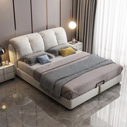 北欧布艺床双人床软包现代简约科技布床2米高端大气高箱轻奢婚床