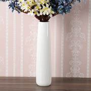 白色细长花瓶50cm高陶瓷可装水落地反口花瓶墙柜花插欧式简约现代