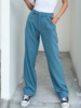 CHICHIDIVAS欧美高街显瘦高腰亮蓝直筒垂直西裤小众设计感