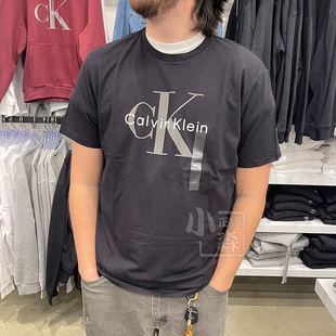 ckcalvinklein男士夏季休闲纯色字母，圆领短袖t恤日常打底衫