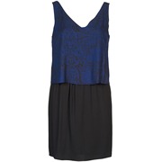nafnaf女衣服短款连衣裙露背v领假两件蓝色黑色夏款法国品牌