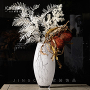 轻奢简约现代白色高级琉璃花瓶插花花艺套装，样板间售楼处客厅摆设