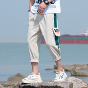 青少年夏季休闲短裤子男，外穿高中初，中学生七分中裤大童男生运动裤