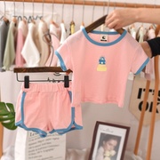 95%宝宝套装短袖夏装2021年女童衣服薄款韩版运动婴儿两件套