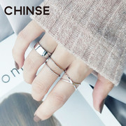 倾色日韩版S925纯银戒指开口光面立体开口指环简约设计款银子指环