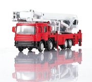 625014合金工程车模型1 50登高消防车模型云梯支援原厂收藏