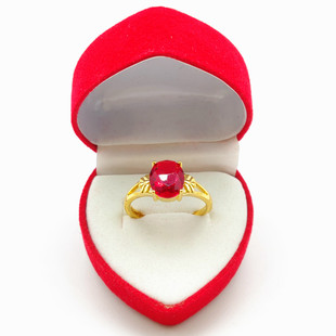 越南沙金红宝石戒指女镀24k金戒指环开口可调节饰品礼物