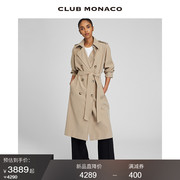 CLUB MONACO女装24早春翻领双排扣中长款风衣外套