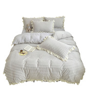 公主风床裙款雕花牛奶绒床上四件套冬季加厚法兰珊瑚绒面被套床单
