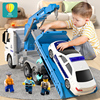 超大号救援拖车男孩，玩具起重机吊车平板，道路儿童大型工程运输汽车