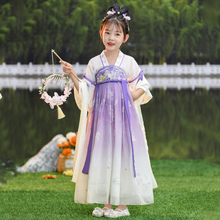 汉服女童春夏薄款中国风裙子，2023儿童超仙，唐装古风夏季连衣裙