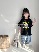 小苹果春夏款韩版男女童宝宝百搭宽松短袖T恤儿童可爱印花上衣潮
