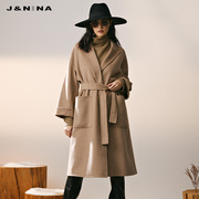 j&nina捷恩尼纳时尚大气西装，领羊毛毛大衣女冬季中长款毛呢外套