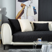 高档黑色沙发垫冬季毛绒加厚防滑简约现代沙发四季通用皮沙发罩套