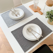 北欧简约现代布艺餐垫隔热垫棉麻纯色双层双面，可用防水桌垫